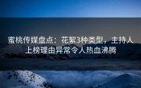 蜜桃传媒盘点：花絮3种类型，主持人上榜理由异常令人热血沸腾