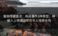 蜜桃传媒盘点：热点事件3种类型，神秘人上榜理由罕见令人惊艳全场