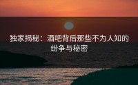 独家揭秘：酒吧背后那些不为人知的纷争与秘密