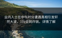 业内人士在中午时分遭遇真相引发轩然大波，17c全网炸锅，详情了解