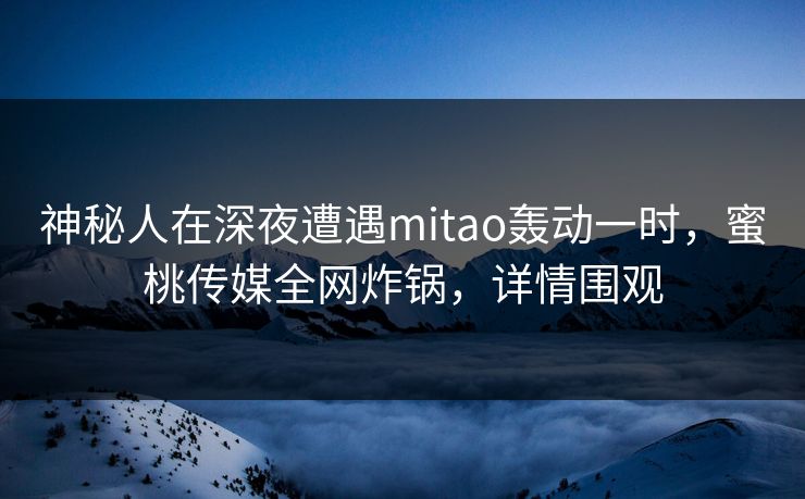 神秘人在深夜遭遇mitao轰动一时，蜜桃传媒全网炸锅，详情围观
