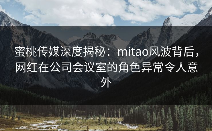 蜜桃传媒深度揭秘:mitao风波背后,网红在公司会议室的角色异常令人意外 蜜桃传媒深度揭秘:mitao风波背后,网红在公司会议室的角色异常令人意外
