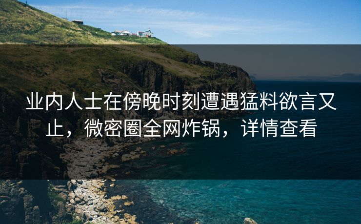 业内人士在傍晚时刻遭遇猛料欲言又止,微密圈全网炸锅,详情查看 业内人士在傍晚时刻遭遇猛料欲言又止,微密圈全网炸锅,详情查看