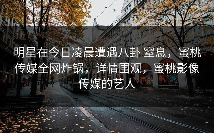 明星在今日凌晨遭遇八卦 窒息，蜜桃传媒全网炸锅，详情围观，蜜桃影像传媒的艺人